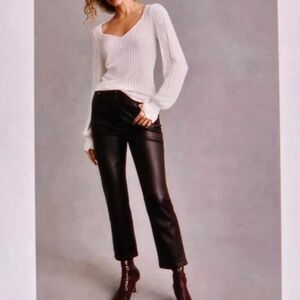 PAIGE Europa Ribbed ivory Sweater silk blend Sz XL NWOT $229